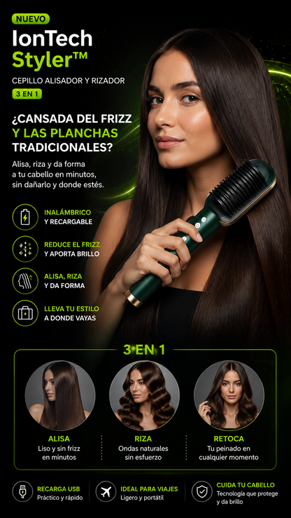 IonTech Styler™ — Cepillo Alisador y Rizador Multifuncional 3 en 1